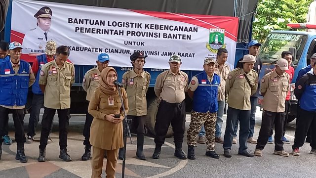 Kepala Dinas Sosial Provinsi Banten Nurhana menyampaikan bantuan dan relawan untuk korban bancana gempa Cianjur.