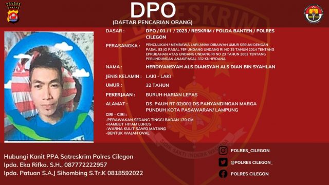 Pelaku penculikan anak tersebut atas nama Herdiyansyah alias Diansyah Als Dian Syahlan (32) warga Desa Pauh RT/RW 02/001 Desa Panyandingan Marga Punduh, Kota Pasawaran Lampung.