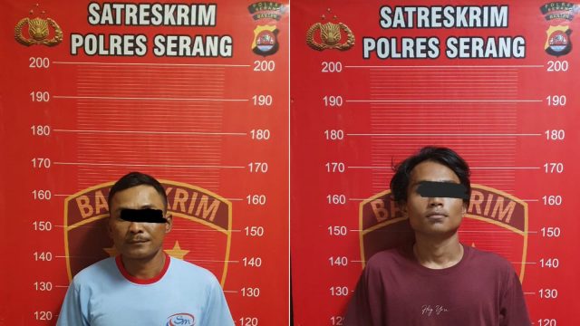 Dua tersangka pencuri pembatas jalan di Serang.